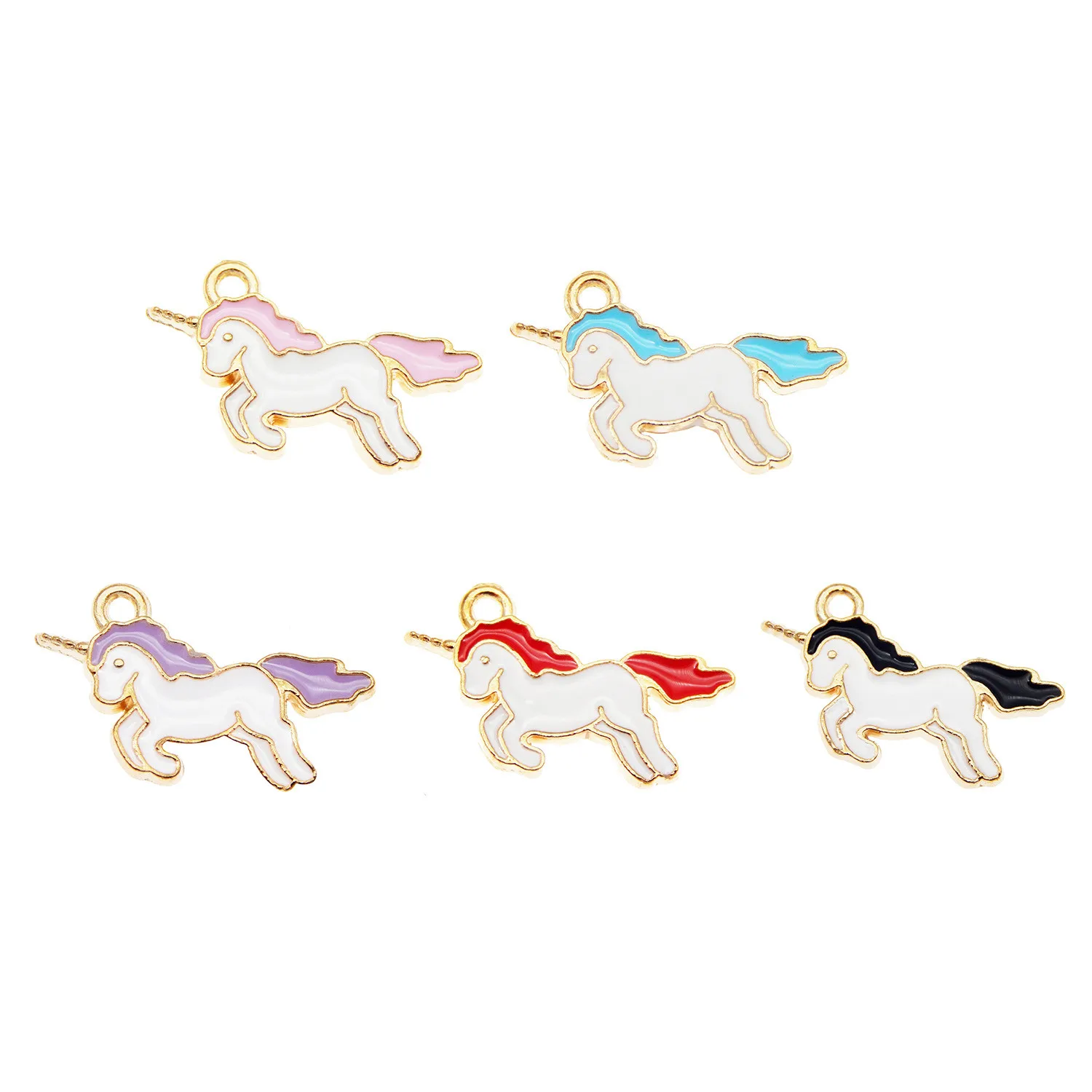 10pcs mix Unicorn Charms Animal hairs jewelry pendant for earrings Drop Oil Alloy Enamel Unicorn Charm Pendant For Bracelet Gift