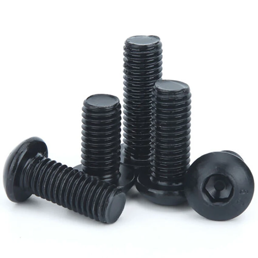 3Pcs BSW 1/4-20  3/8-16 Black Zinc Button Head Hex Socket Screws Allen Bolts High Tensile Grade 10.9