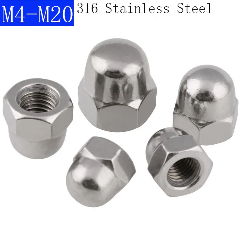 

M4 M5 M6 M8 M10 M12 M16 M20 316 Stainless Steel Hexagon Cap Nuts Hex Acorn Nuts A4 - 70 DIN 1587