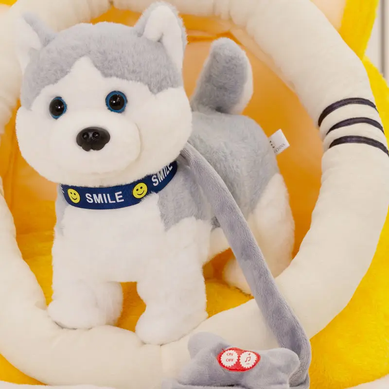 Juguete electrónico para perro Robot para niños, juguete interactivo con Control de sonido para perro, peluche para cachorro, cantar canciones, Correa musical para caminar