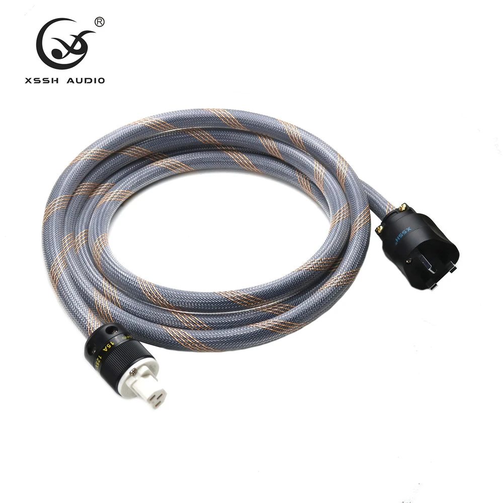 Extend Power Line Wire YIVO XSSH Hifi High Quality 3 Core Pure Copper Silver Plated 12mm Dia.3 Pins UK IEC Audio Power Cable