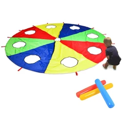 Paracadute arcobaleno paracadute 6 piedi, gioco paracadute gioco all'aperto (W Mouse) giocattolo attività con 3 bastoncini d'aria 2M