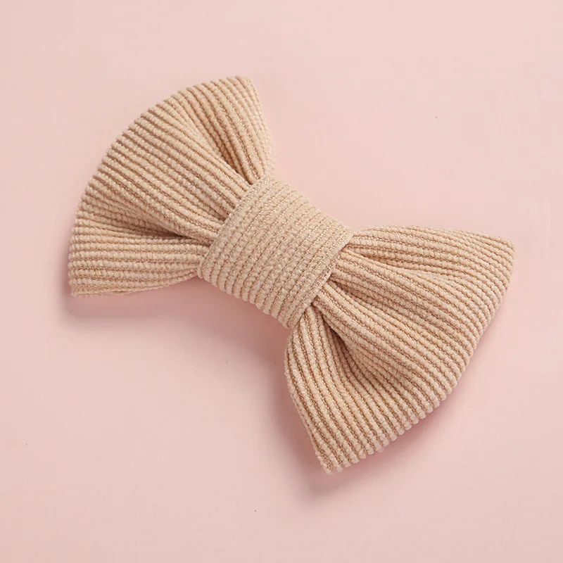 Baby Girl Hair Clips Bows Children Corduroy Barrette Kids Spring Summer Vintage Hairpins Toddler Party Hairgrips Duckbill Clip