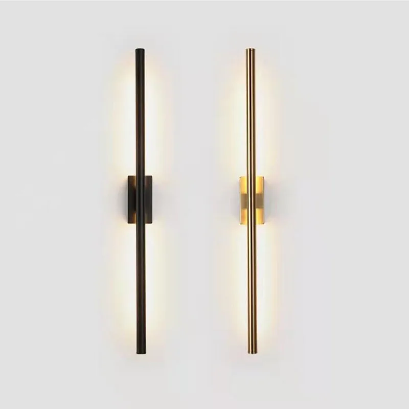 Modern simple linear tube LED wall lamp up down background opposite wall light LED bedside foyer corridor black gold LED sconce