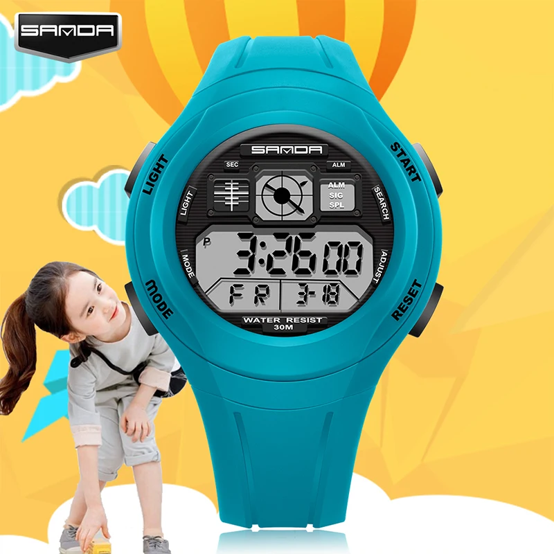 SANDA Brand Children Watches LED Digital Multifunctional Waterproof Wristwatches Outdoor Sports for Kids Boy Girls #331