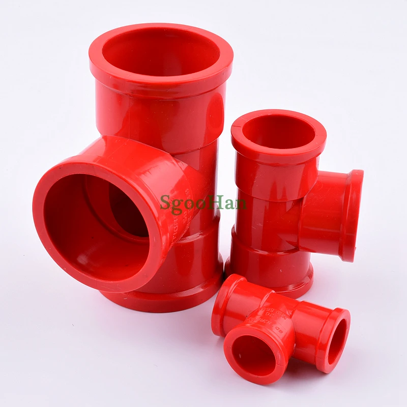 2~20pcs ID 20/25/32/40/50mm UPVC Pipe Tee Connector Irrigation System Water Supply 3 Ways Red Color Hard Tube Fittings Joint