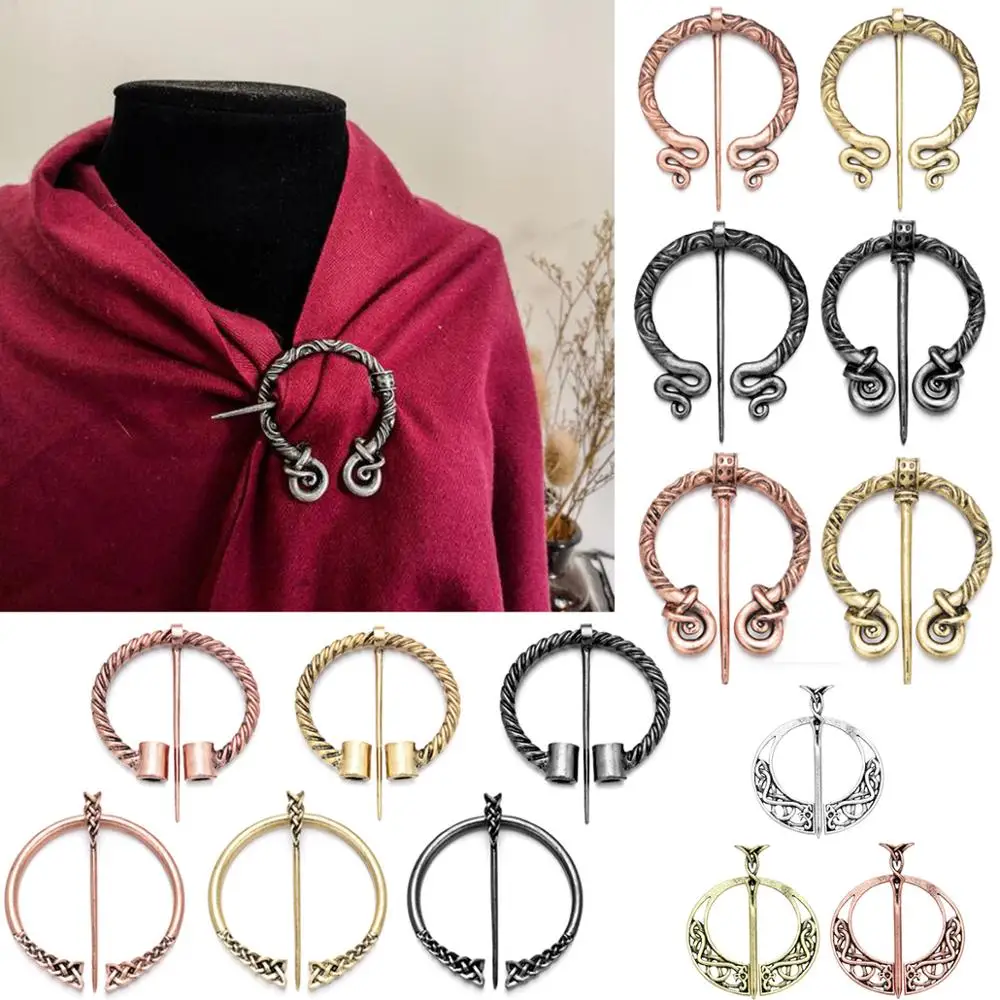 Retro ไวกิ้งเข็มกลัดคอลเลกชัน Twists Knotted Fibula เสื้อคลุม Pin Penannular เสื้อคลุม Pin Shawl Pin สไตล์ไวกิ้ง Pins Collection