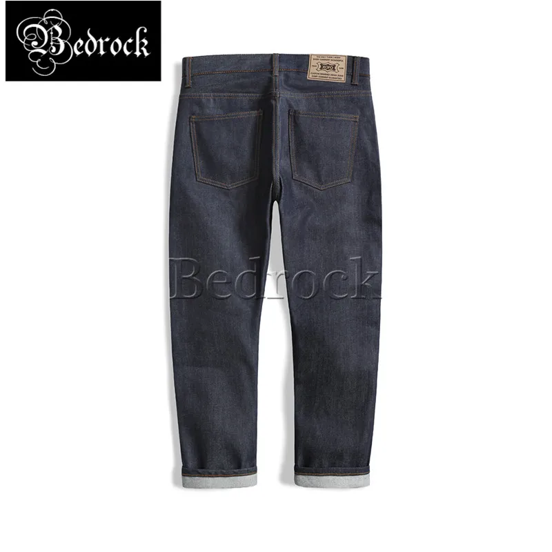 14oz Unwashed gold trim Red line Denim Jeans Men's Straight Loose Long Pants Primary Color cattle jeans Autumn Winter