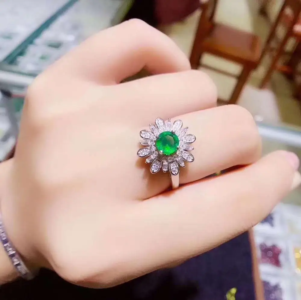 

Original Natural and Real emerald ring proposal ring 925 sterling silver Fine jewelry For men or women