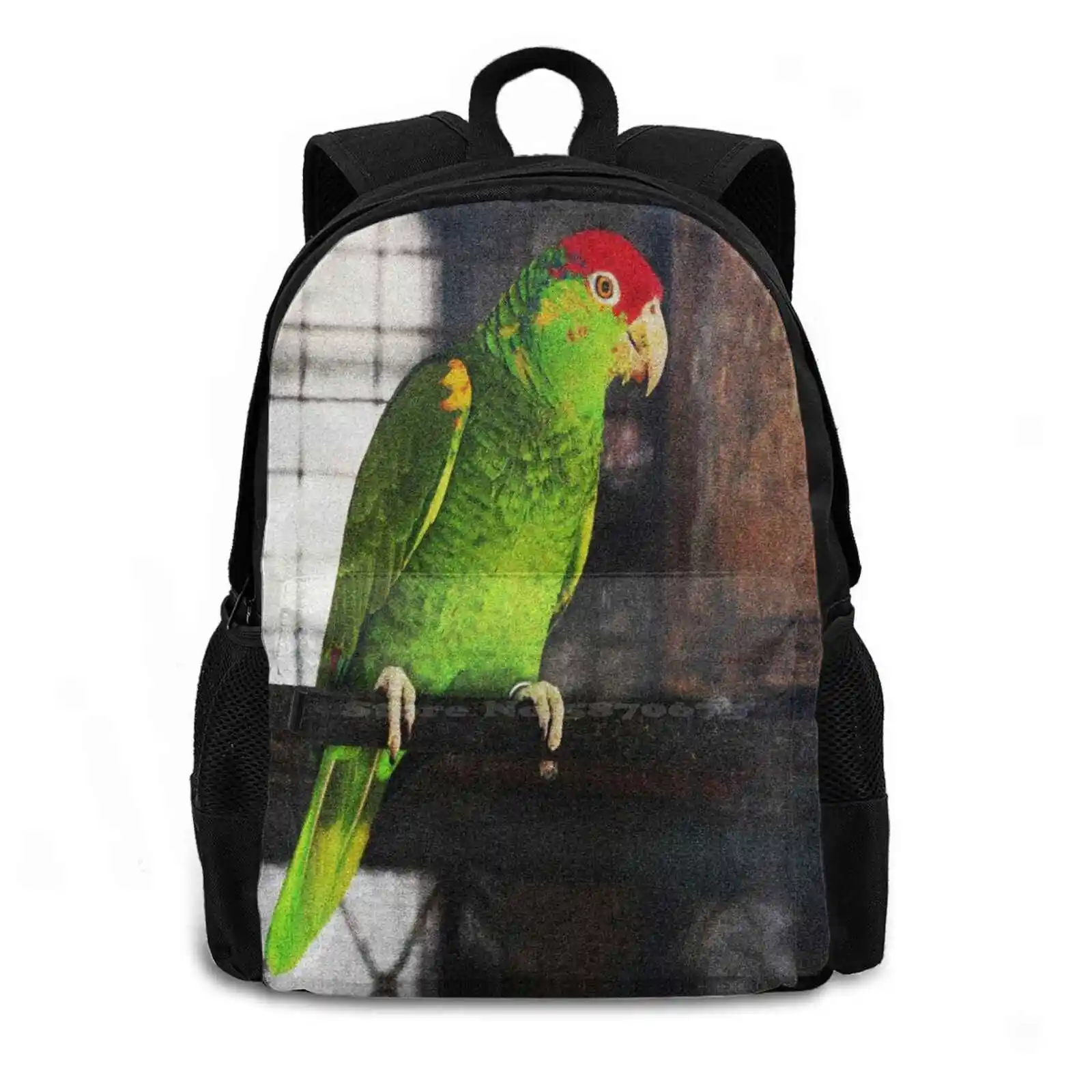 Green And Red Budgie Pattern Design Laptop Travel School Bags Red Crown Parrot Bird Psittacines Papegaai Papagall Tutuqu ? U