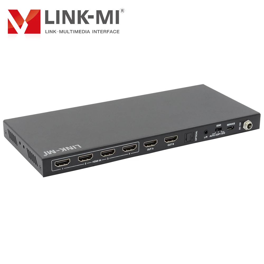 LINK-MI 4x 2 macierz HDMI przełącznik 4K @ 60Hz z wyciągiem Audio/skalą/funkcją ARC/EDID przełącznik matrycy 4K