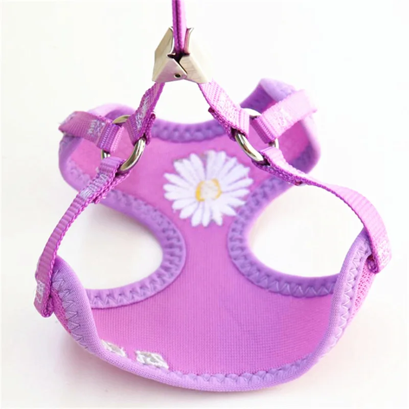 Korean Candy Color Embroidery Breathable Small Pet Dog Harness and Leash Set Soft Nylon Puppy Walking Vest for Chihuahua Yorkie