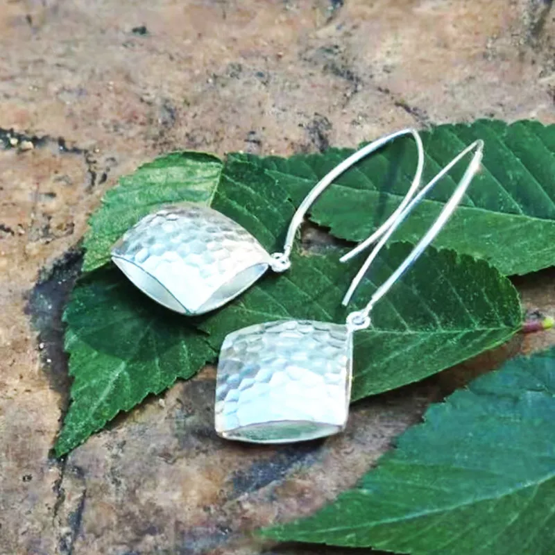PANGJERY Silver Color Earrings for Women INS Fashion Creative Exquisite Chic Sparkling Square Piece Wedding Jewelry Gifts
