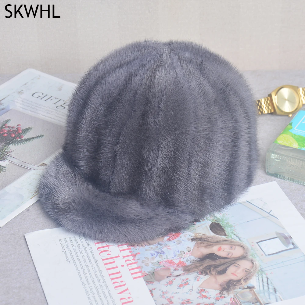 New Style Mink Fur Cap Hat Handmade Real Mink Fur Knight Cap Warm Winter Fur Hat Fashion Lady Real Fur Sunshade Hat Hip Hop Hat