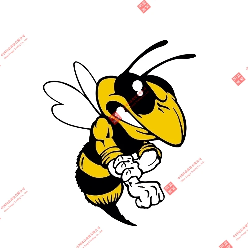 High Quality Cartoon Strong Angry Bee Bumblebee Helmet Sticker Waterproof Sticker for Car Racing Car Laptop Helmet