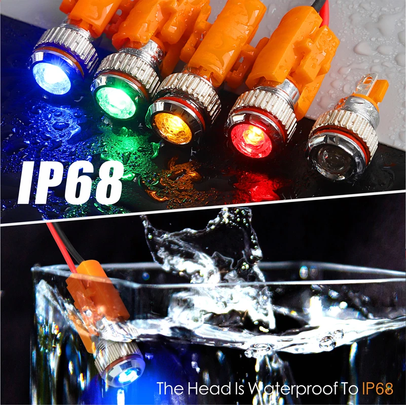 LANBOO 8mm 2pin Mini indicator lamp metal point light red green blue yellow single LED with 12V 24V