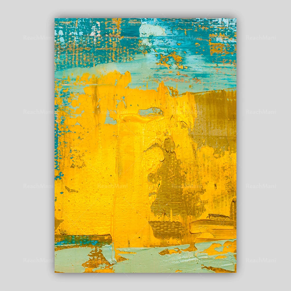 المطبوعات - مطبوعات فنية تجريدية باللونين الأزرق والأصفر من هدية ديكور ملصق الحائط الأصلية
