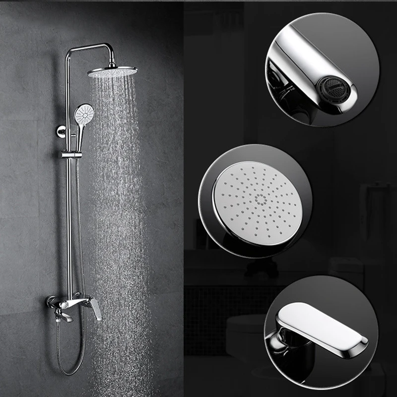 Solid Copper Bathroom Shower Set Wall Mounted Shower Faucet Set Shower Mixer Taps 3 Function Handheld Shower Head SZ-BF20120105