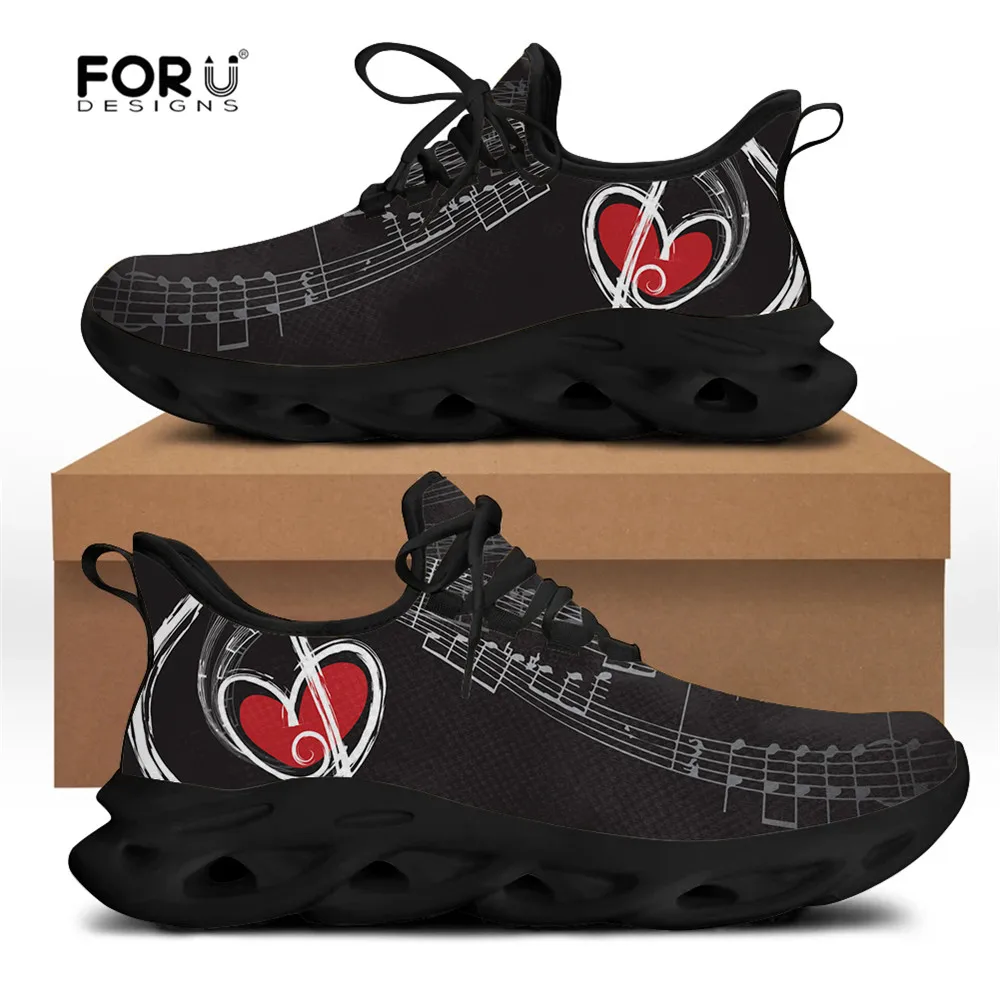 

FORUDESIGNS Drop Ship 1pcs Men's Shoes Casual Flats Sneakers Lace-up Music Note 3D Pattern Comfortable Breathable Shoes for Boys