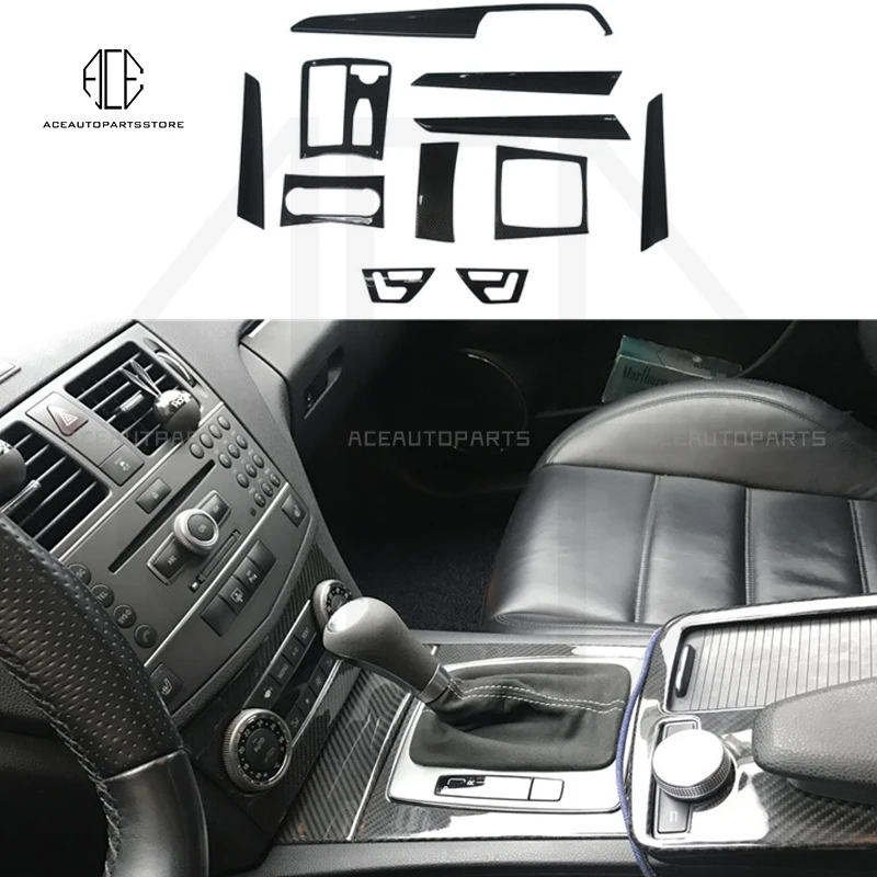 

Car Console Air Outlet Frame Cover CD Panel Carbon Trim For Mercedes Benz C Class W204 C63 06-13 Gearshift Decoration Stickers