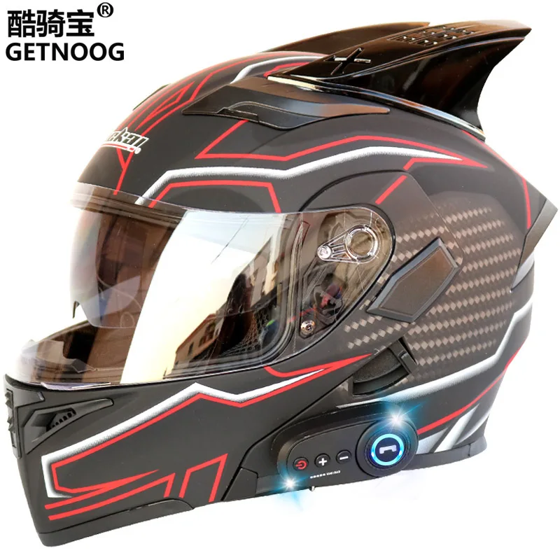 

Electric Motorcycle Bluetooth Drop-proof and Comfortable Double-lens Open Face Helmet Full Face Helmet with Horns