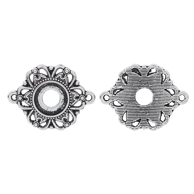 10 x Tibetan Silver Flower Connectors Charms Pendants for Necklace Bracelet Jewelry Making Findings Accessories 28x21mm