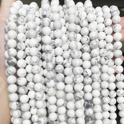 2/3/4/6/8/10/12mm Smooth Natural Howlite Stone Beads Round Loose Beads Diy Jewellery Making Bracelet Necklace 15