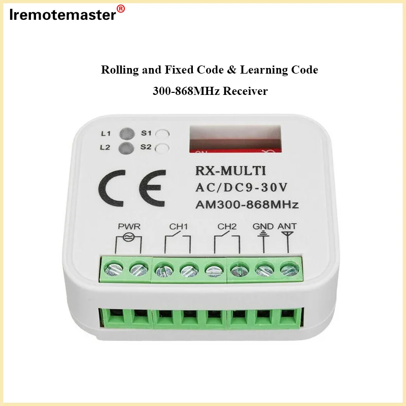 Universal AC DC 12-24V 2 Channel Receiver Universal RX-Multi Receiver Controller RX MULTI AC/DC9-30V 300-868MHz 433MHz 868MHz