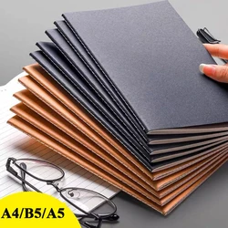 40 Sheets 80 Pages A4 Kraft Paper Grid Notebook B5 Black Card Cover Book A5 Line Notepad Thickened Simple Literary DIY Diary