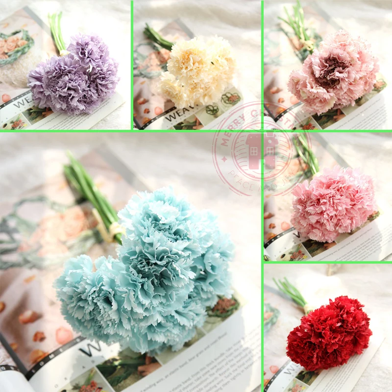 

26cm Holding Flowers Mother's Day Carnation Bouquet Imitation Flowers Home Decoration Wedding Room Decor Fake Flower Supplies