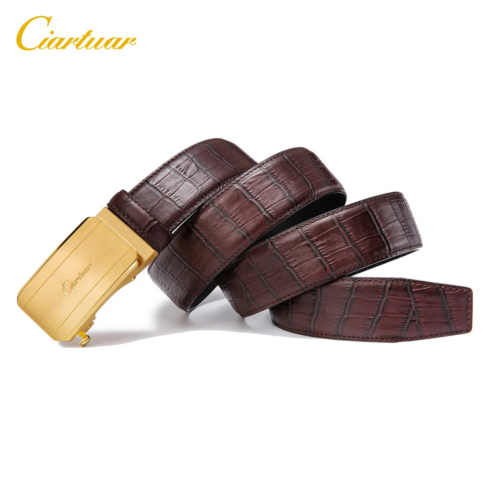 Ciartuar Genuine Leather Belt Automatic Buckle Belts for Men Waist Belts Luxury Designer Belt High Quality Fashion Elegant Gifts