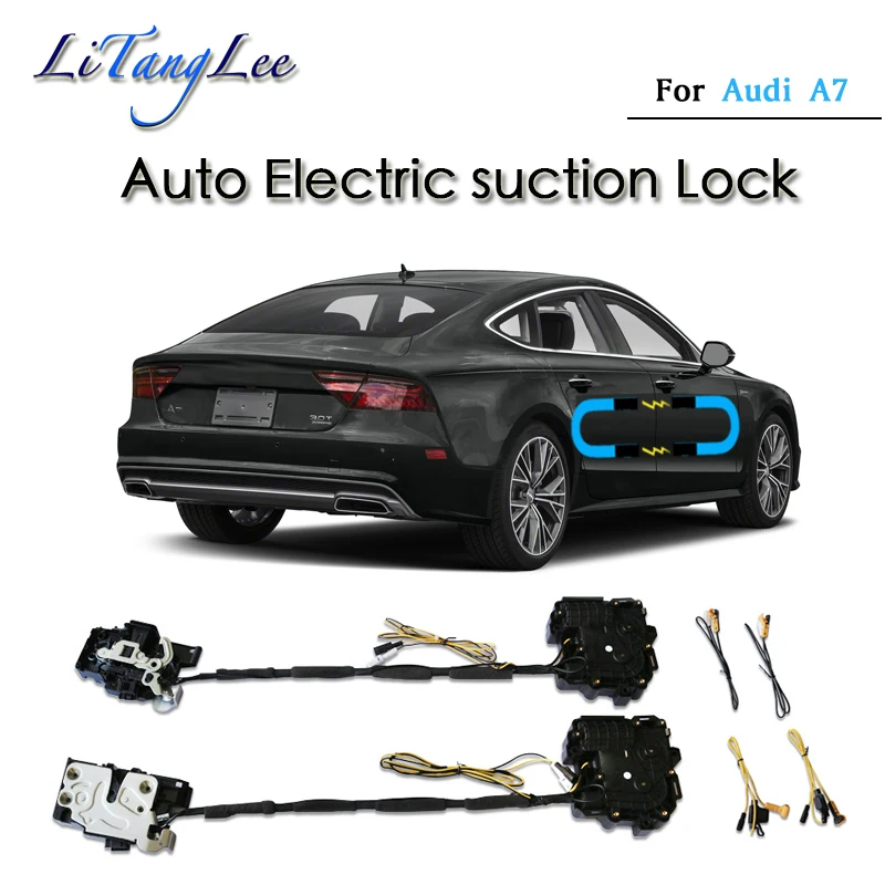 Car Soft Close Door Latch Pass Lock Actuator Auto Electric Absorption Suction Silence Closer For Audi A7 2014~2018