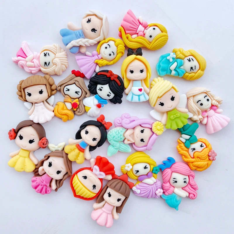 20Pcs New Cute Resin Mini Cartoon Princess Flat Back Cabochon Scrapbook Kawaii DIY Embellishments Accessories A58