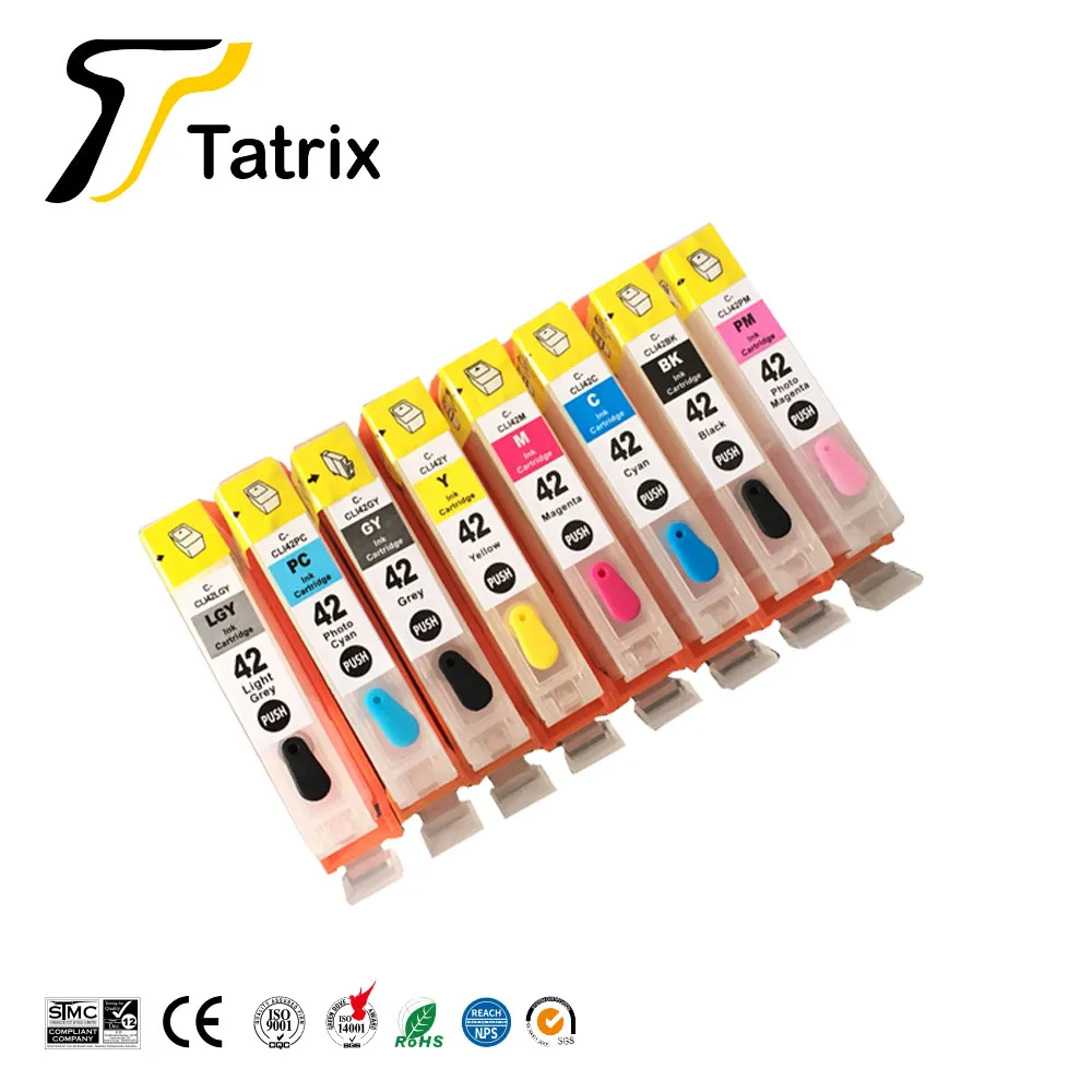 Tatrix New Compatible refillable ink cartridge CLI-42 CLI42 for Canon PIXMA Pro-100 100S printer,Disposable chip