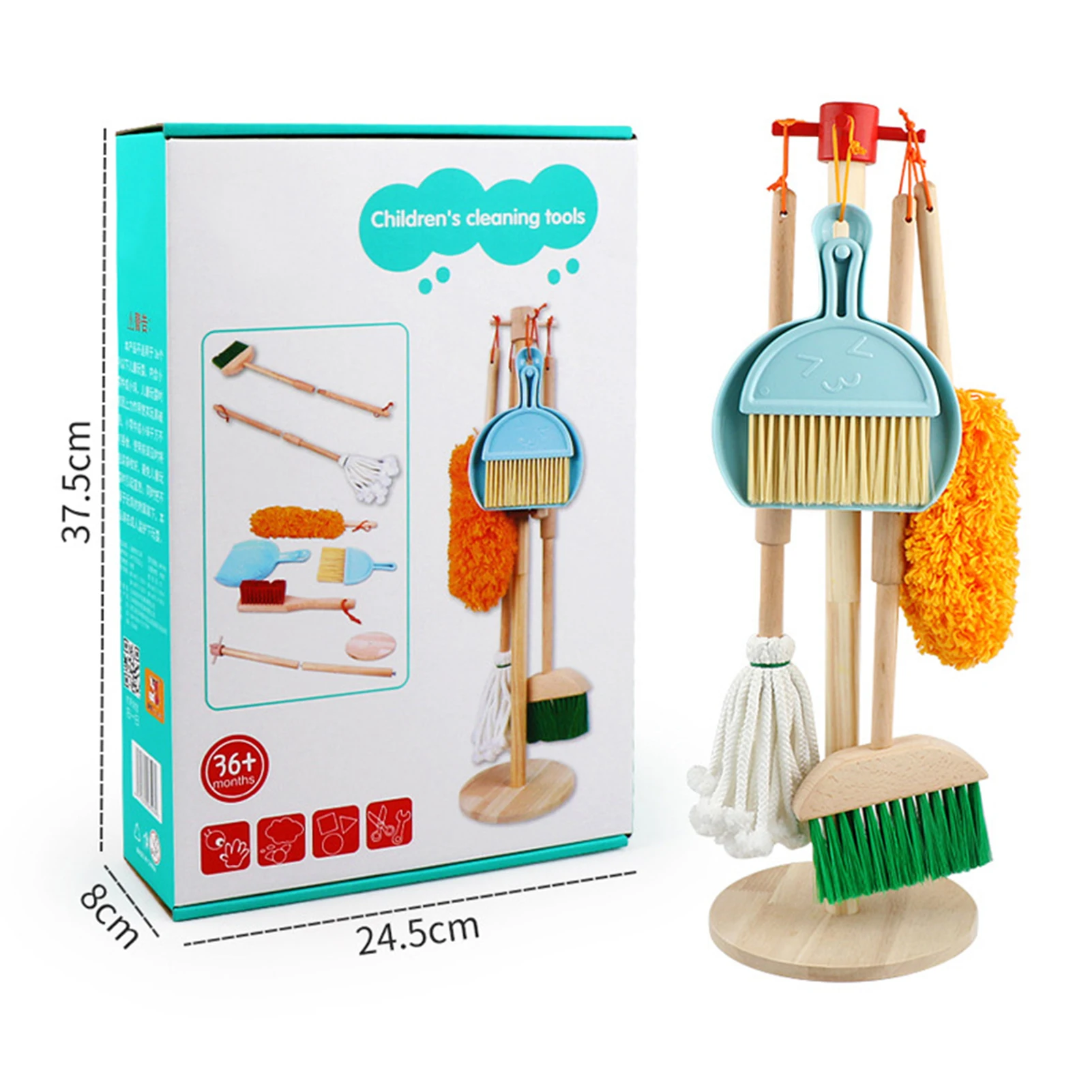 Wooden Mini Kitchen Home Cleaning Tool Pretend Furniture Play Toddler Toy Girl Kid Floor Brush Broom Housekeeping Children toys