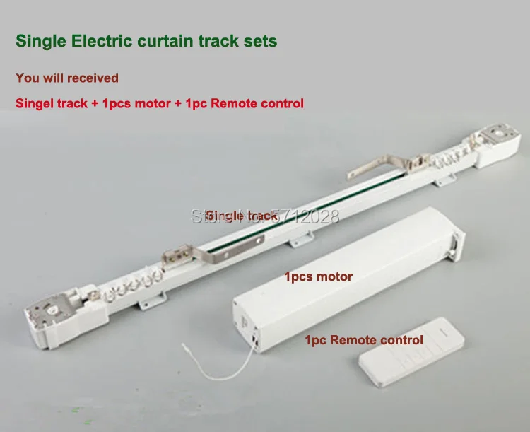 Super SILENT Motorized Single Electric Curtain Track Sets, DOOYA Motor, DT82TN with Remote Control, Rails System