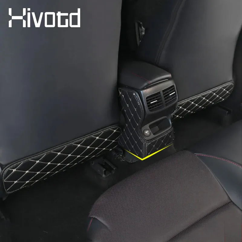 Car Seat Rear Anti-Kick Cover Leather Anti-Dirty Pad Car Styling Protective Mat For Kia Seltos 2020 2021 Interior Accessories