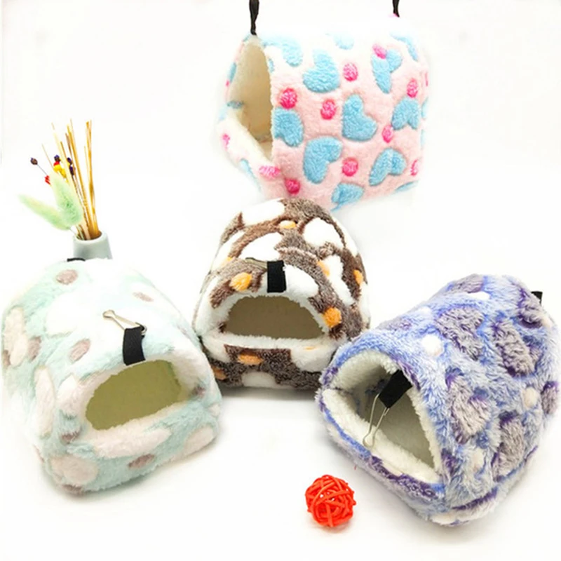 

Hamster Nest Squirrel Guinea Pig Warm Supplies Comfortable Soft Flannel Printed Fabric Small Pet Cotton Nest Can Be Washed