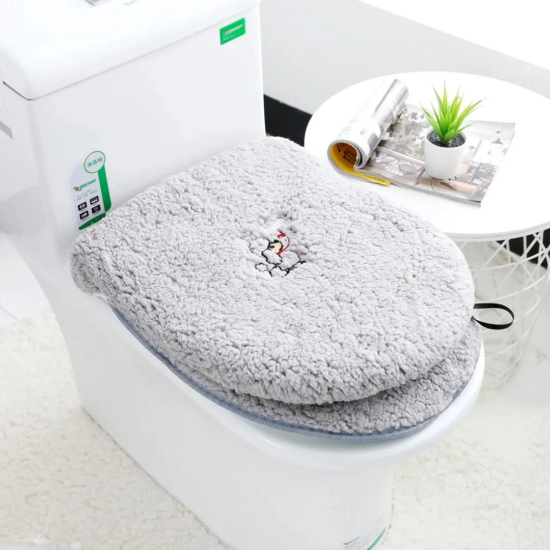 Universal Waterproof Thick Toilet Cushion,Four Seasons, Warm, Winter,Household Toilet Cover, Cartoon, Portable, Zipper, Seat Mat