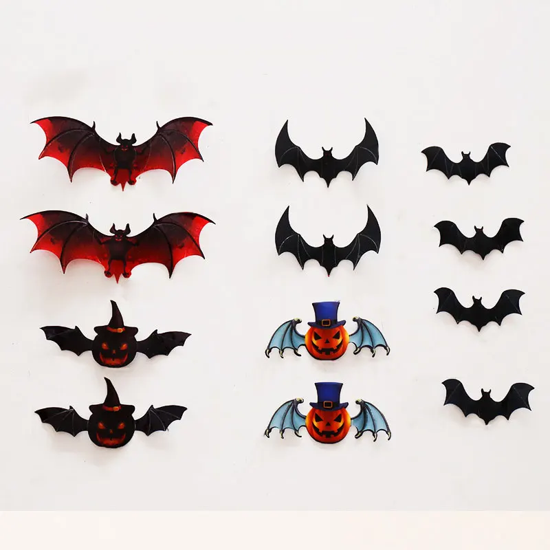 12pcs/lot 3D Halloween Bat Pumpkin Vivid Wall Stickers Decorative Stickers Party Home Decoration Art Decals on the Wall PVC