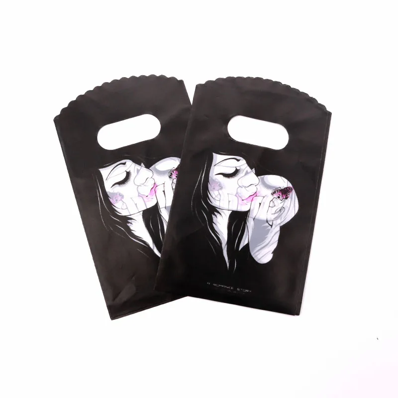 

2019 New Design Wholesale 50pcs/lot 9*15cm High Quality White black girl Small Present jewelry Packaging Bags Plastic Gift Bags
