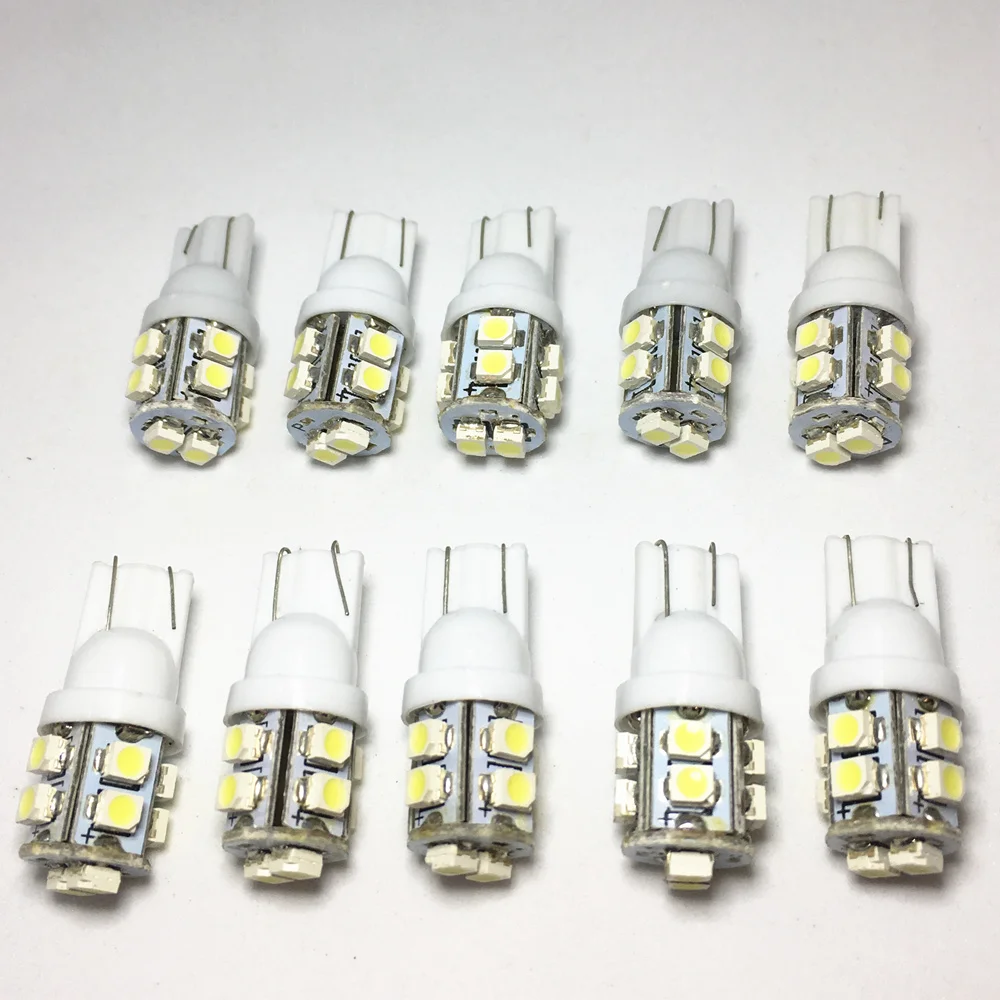 10pcs Car Led Light T10 W5W 168 194 1210 10 SMD LED 3528 SMD Car Auto Motorcycle  Led White blue Side Wedge Light Lamp Bulb 12V