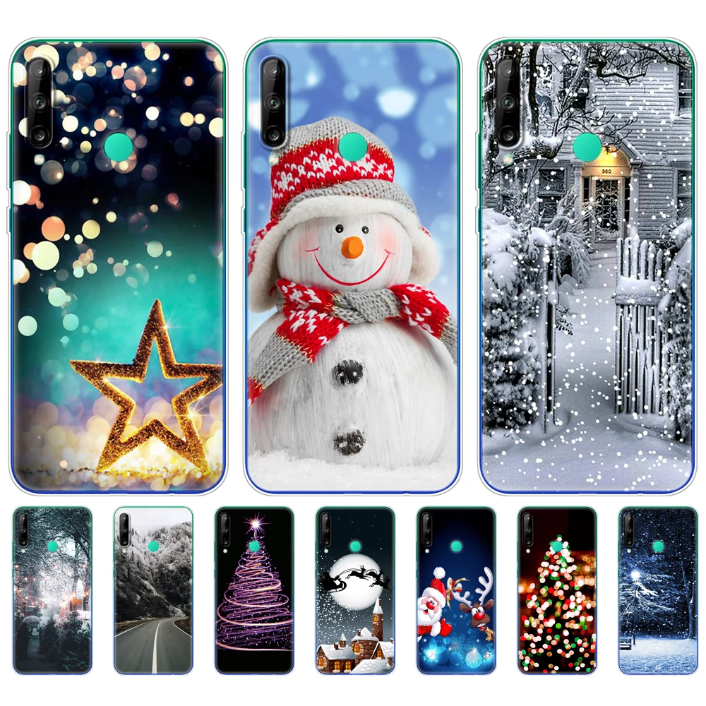 For Huawei Y7P Case 6.39 inch Back Phone Cover For Huawei Y7P 2020 ART-L28 Silicon Bumper winter christmas snow tree new year