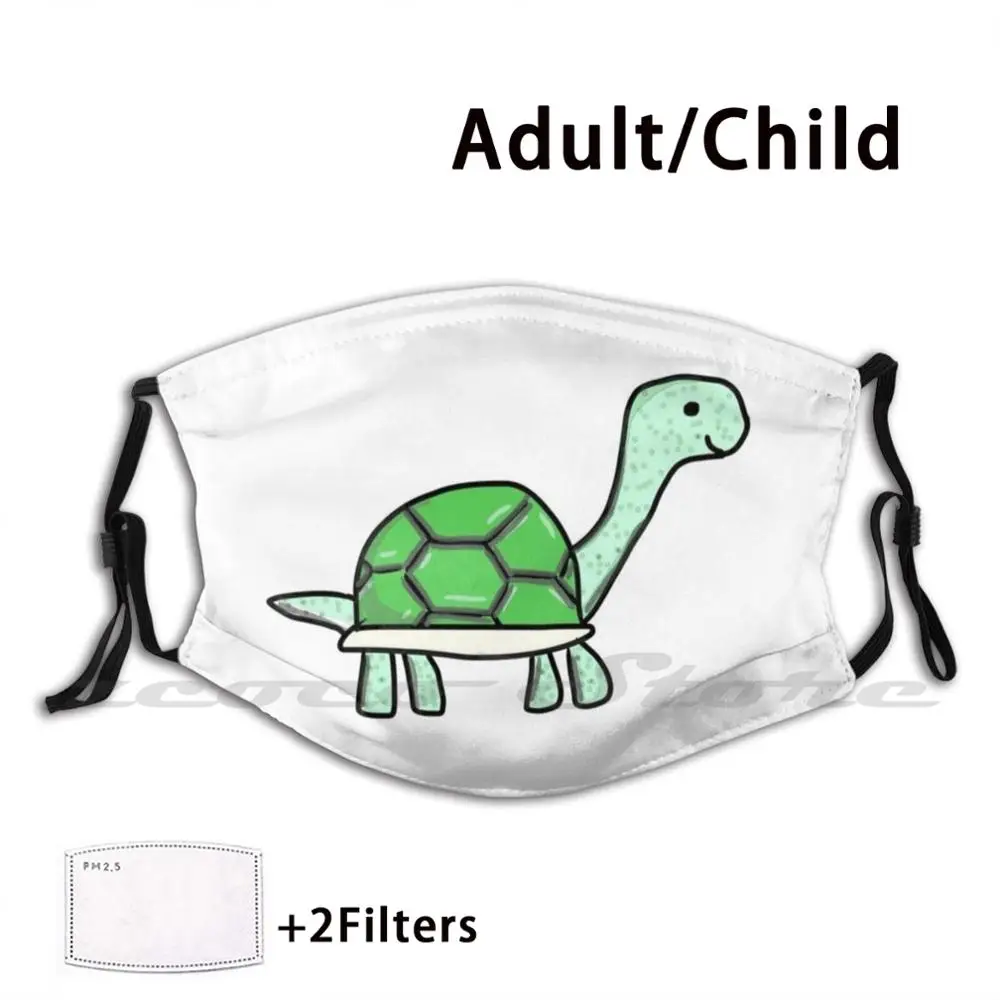 

Little Green Tortoise Or Turtle Mask Cloth Reusable Print Filter Washable Tortoise Turtle Green Turtle Sea Turtle Green
