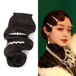 Minguo Period Vintage Lady Women's Hair Extension Set Opera Drama Hair Clip Wedding Headpiece Qipao cheongsam Headdress