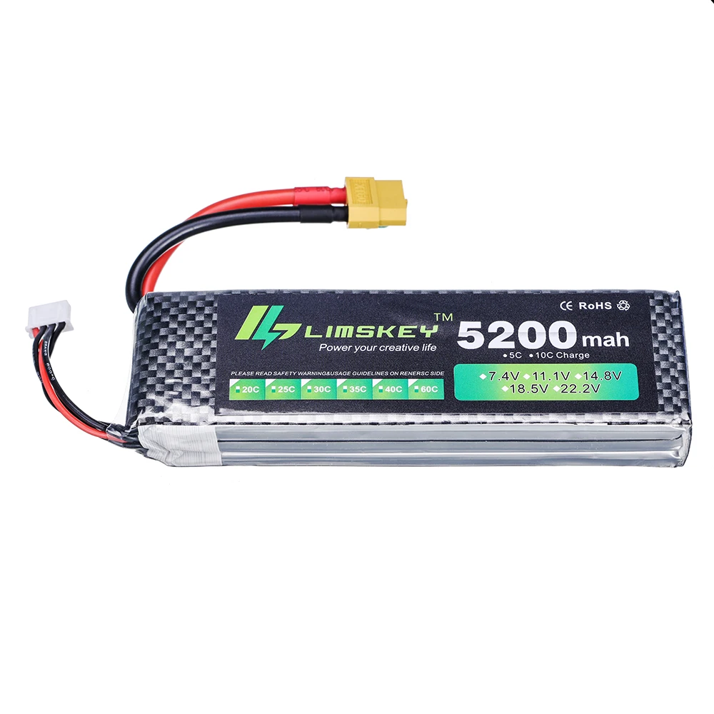 1/2pcs 3S 11.1v 5200mAh Lipo Battery For RC Car Boats Drone Helicopter Airplanes Parts 5200mah 3s 11.1V Lithium battery xt60/jst