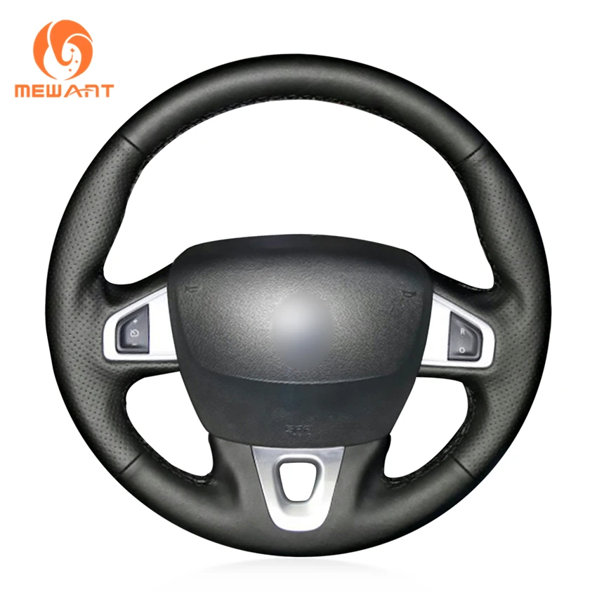 MEWANT Black Artificial Leather Steering Wheel Cover for Renault Megane 3 Scenic 3 Grand Scenic Kangoo 2 Fluence ZE Nissan NV250