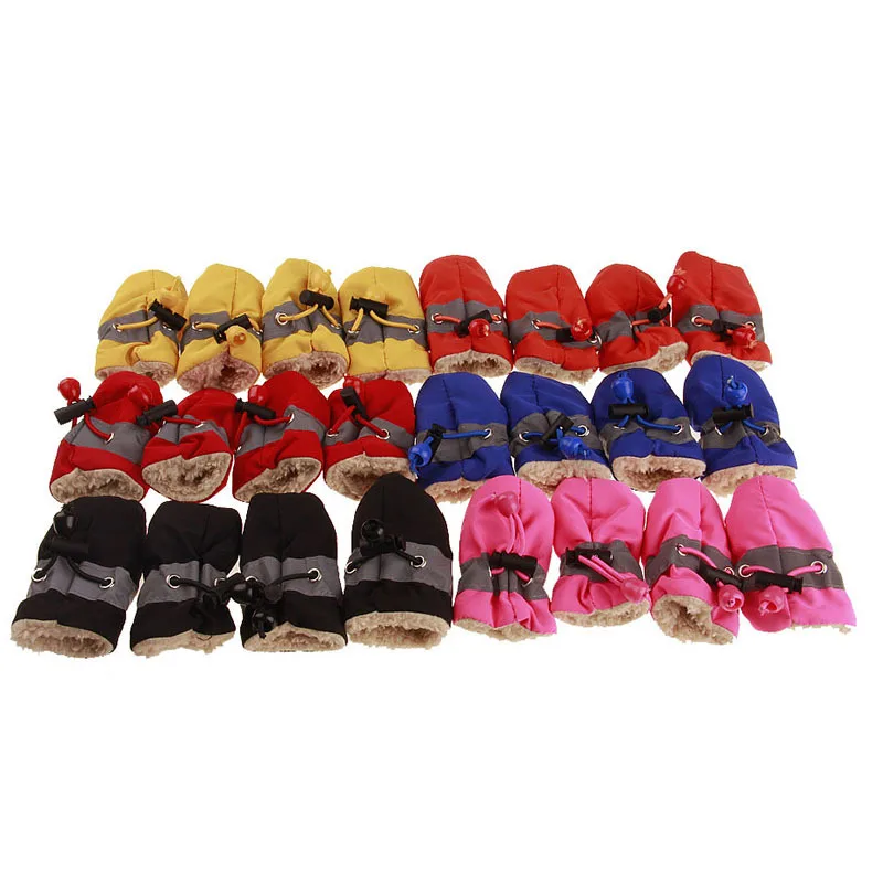 4Pcs/set Antiskid Puppy Shoes Soft-soled Pet Dog Shoes Protection Winter Autumn Waterproof Prewalkers Soft Supplies Pet Paw Care