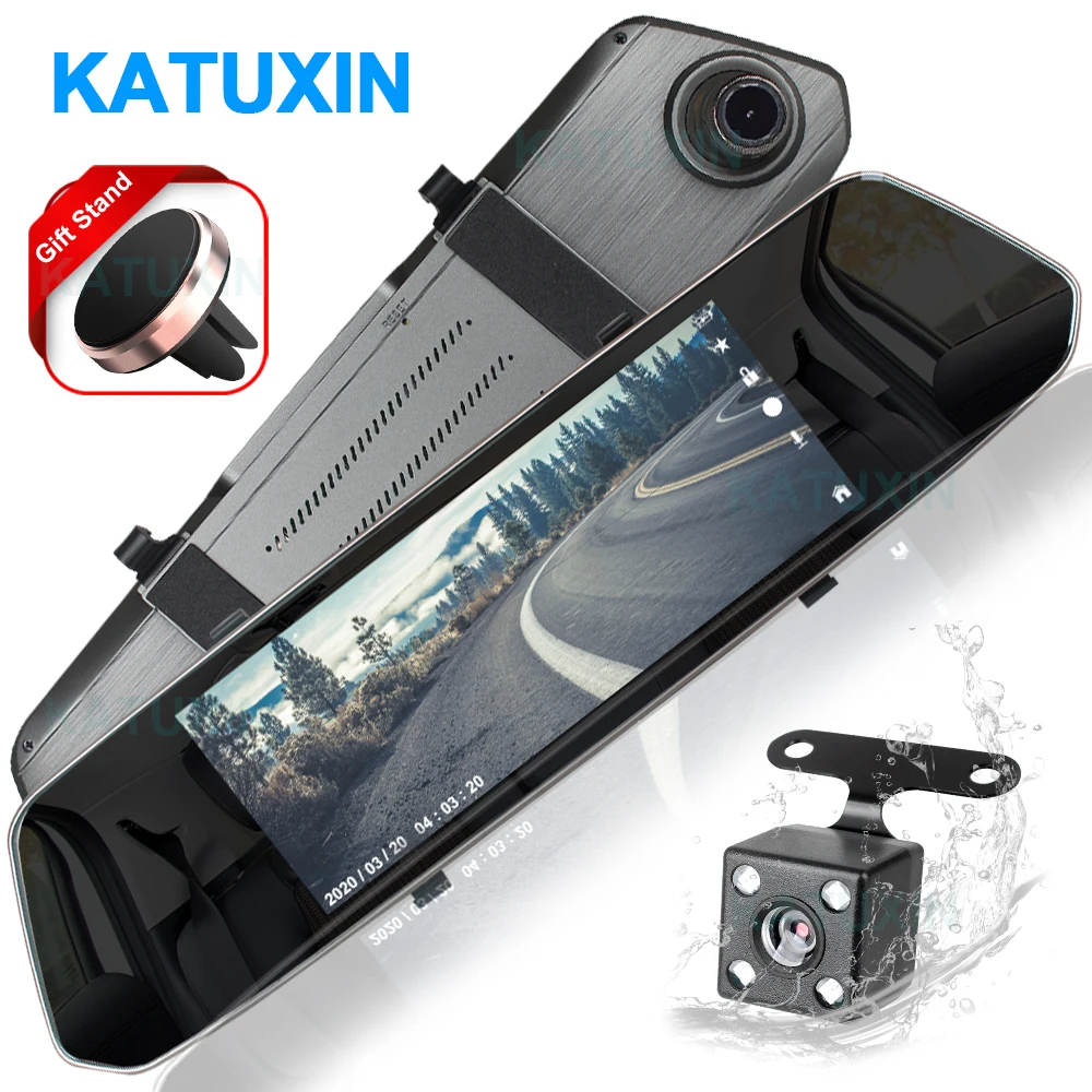 

KATUXIN 7 Inch Car Mirror Video Recorder Dual Camera Touch Screen Dash Cam DVR H16A