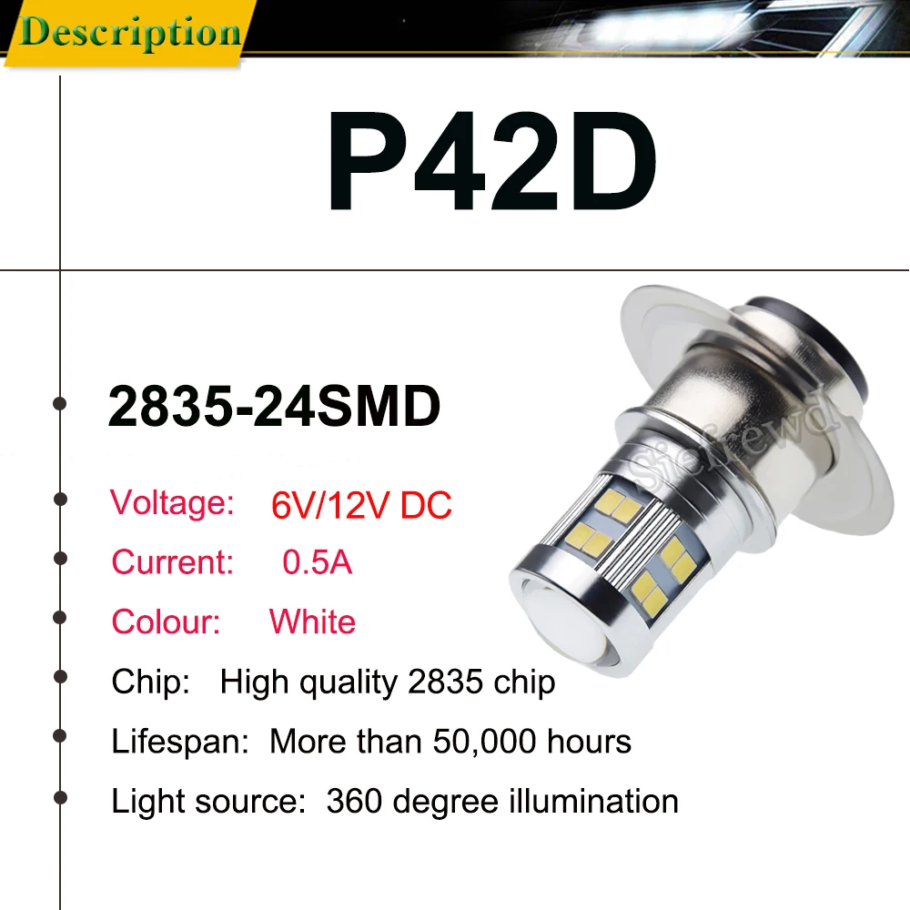 1Pcs P42D 6V/12V DC LED Motorcycle Headlight Bulb Hi/Lo Beam Motorbike Scooter Moped Head Lamp White For Ural M72 Dnepr K750 IZH